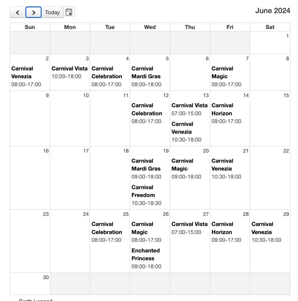 Amber Cove June schedule